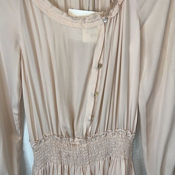 NWT LoveShackFancy Smocked Washed Silk Maxi Dress In Powder Pink- Size XS - Picture 5 of 15